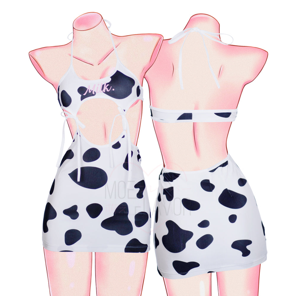 Sexy Cosplay Cow Print Dress Drippin in Milk MOEFLAVOR