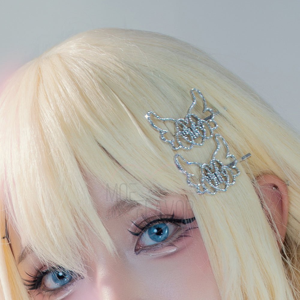 Heart Wing Chrome Clips - MOEFLAVOR - Waifu Inspired Fashion and Lingerie Store