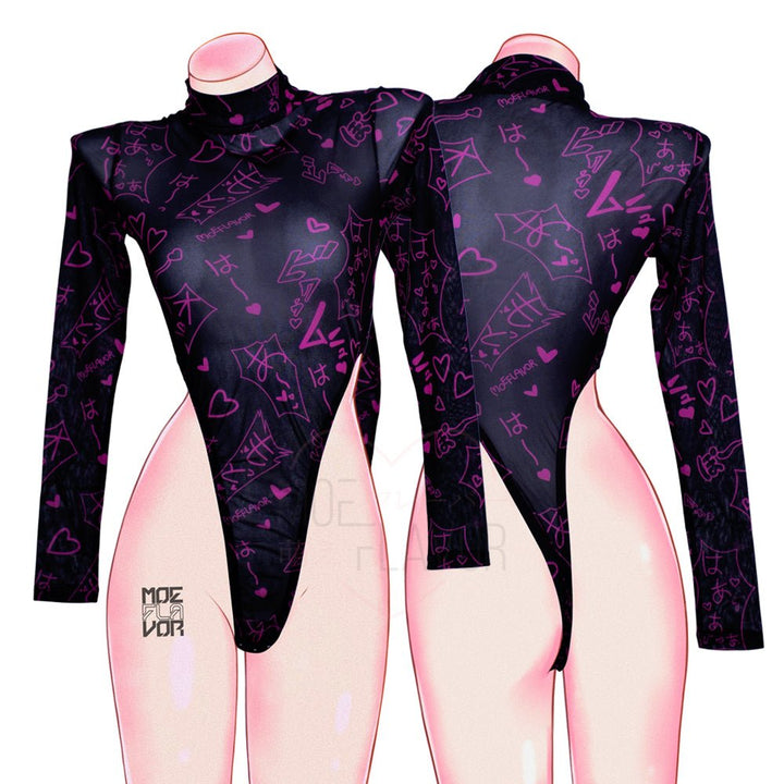 Mesh Manga Noises Bodysuit - MOEFLAVOR - Waifu Inspired Fashion and Lingerie Store