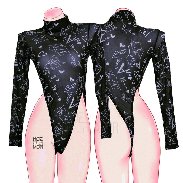 Mesh Manga Noises Bodysuit - MOEFLAVOR - Waifu Inspired Fashion and Lingerie Store