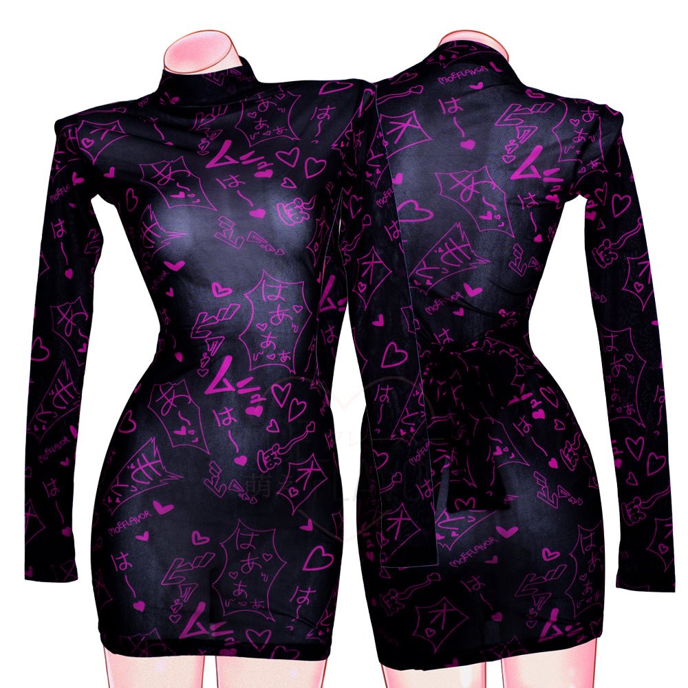 Mesh Manga Noises Dress - MOEFLAVOR - Waifu Inspired Fashion and Lingerie Store