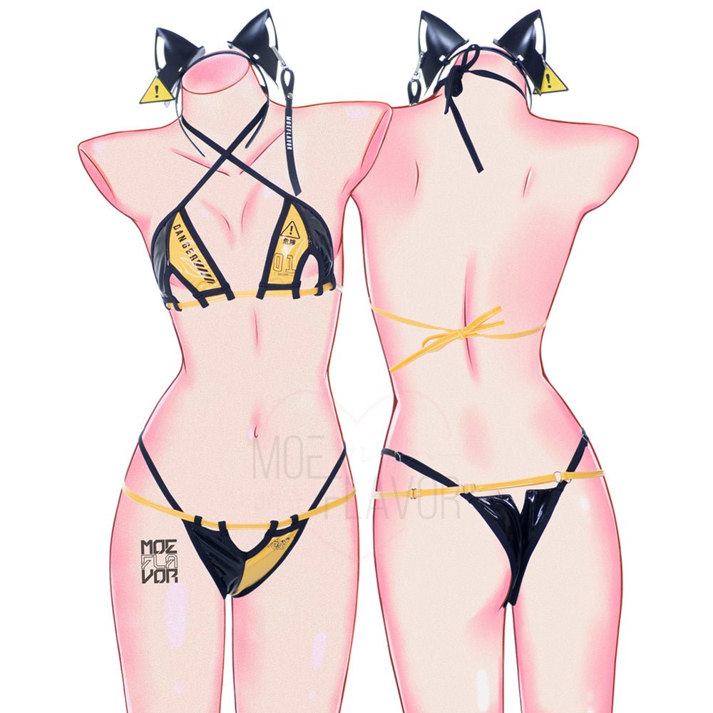 Danger Cyber Cat Bikini - MOEFLAVOR - Waifu Inspired Fashion and Lingerie Store