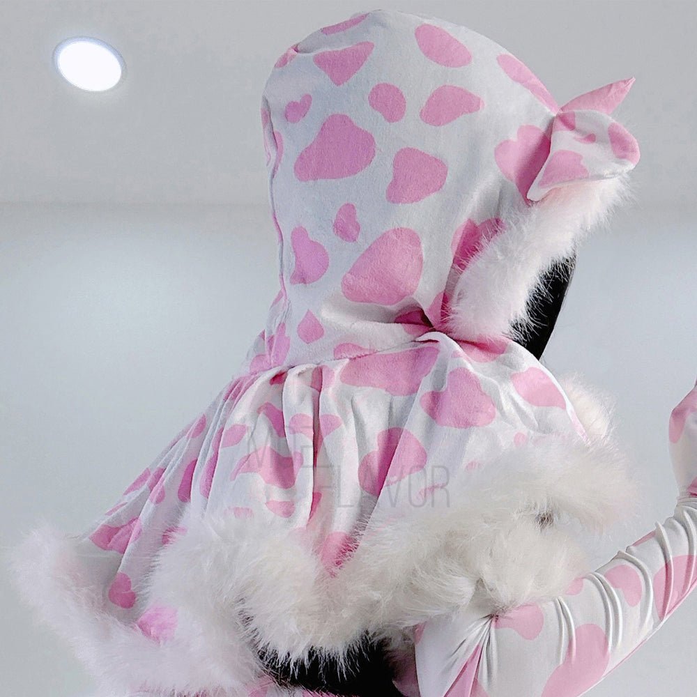 Winter Plush Cow Hood Shawl - MOEFLAVOR - Waifu Inspired Fashion and Lingerie Store