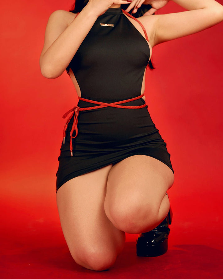 Kill Shibari Crossed Out Dress - MOEFLAVOR - Waifu Inspired Fashion and Lingerie Store