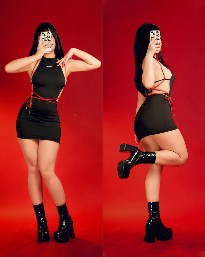 Kill Shibari Crossed Out Dress - MOEFLAVOR - Waifu Inspired Fashion and Lingerie Store