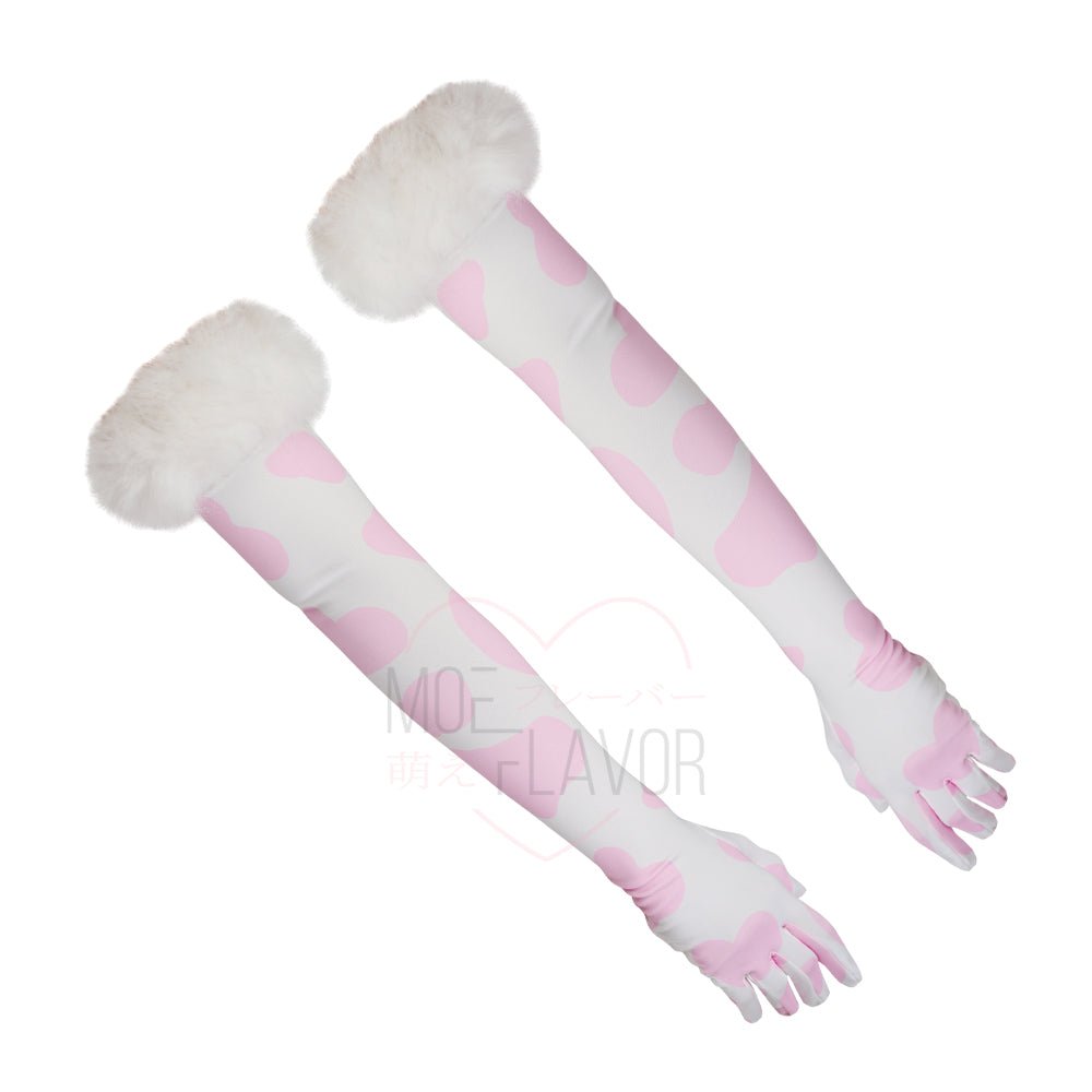 Winter Plush Cow Gloves - MOEFLAVOR - Waifu Inspired Fashion and Lingerie Store