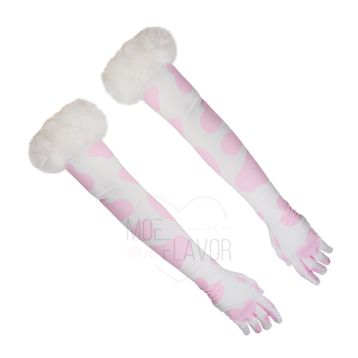 Winter Plush Cow Gloves - MOEFLAVOR - Waifu Inspired Fashion and Lingerie Store