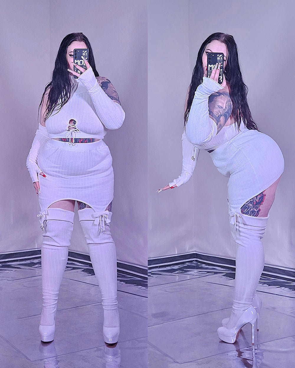 Winter Fox Sweater Top and Skirt - MOEFLAVOR - Waifu Inspired Fashion and Lingerie Store