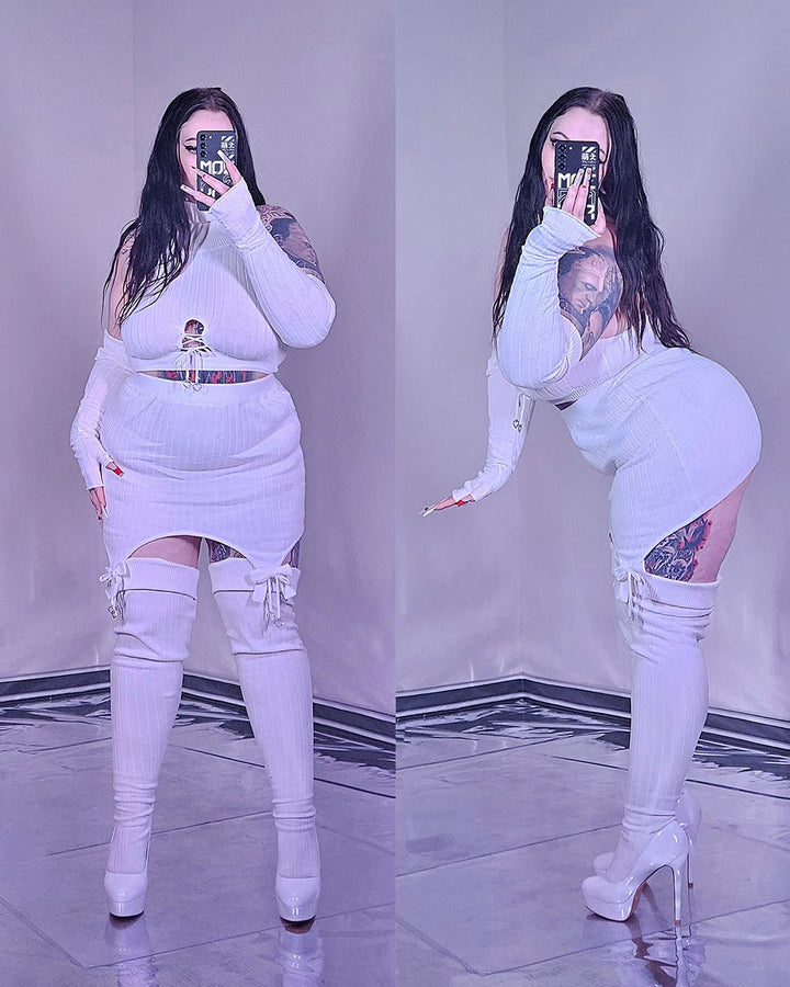 Winter Fox Sweater Top and Skirt - MOEFLAVOR - Waifu Inspired Fashion and Lingerie Store