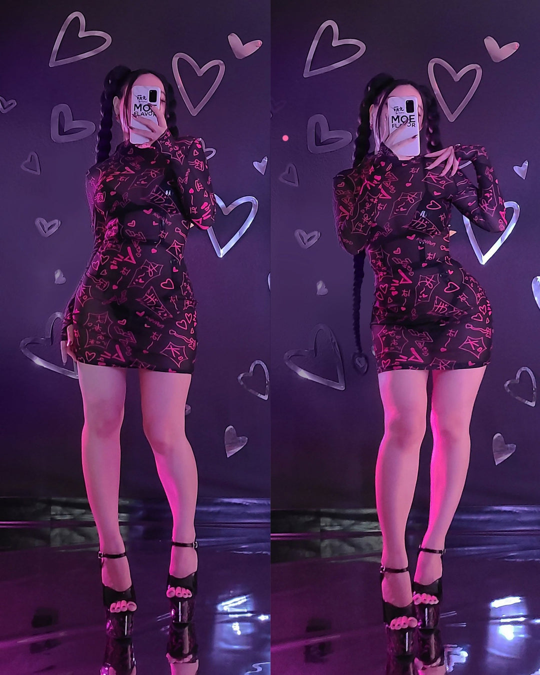 Mesh Manga Noises Dress - MOEFLAVOR - Waifu Inspired Fashion and Lingerie Store