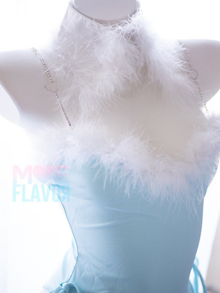 Winter Bunny Heart Rhinestone Bodysuit - MOEFLAVOR - Waifu Inspired Fashion and Lingerie Store