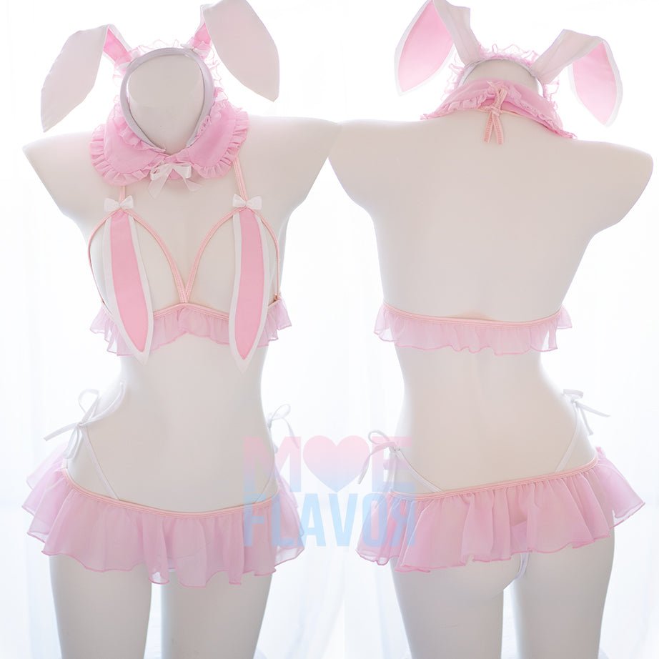 Blush Bunny Ears Lingerie - MOEFLAVOR - Waifu Inspired Fashion and Lingerie Store