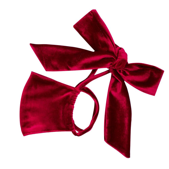 Burgundy Velvet Bow Face Mask - MOEFLAVOR - Waifu Inspired Fashion and Lingerie Store