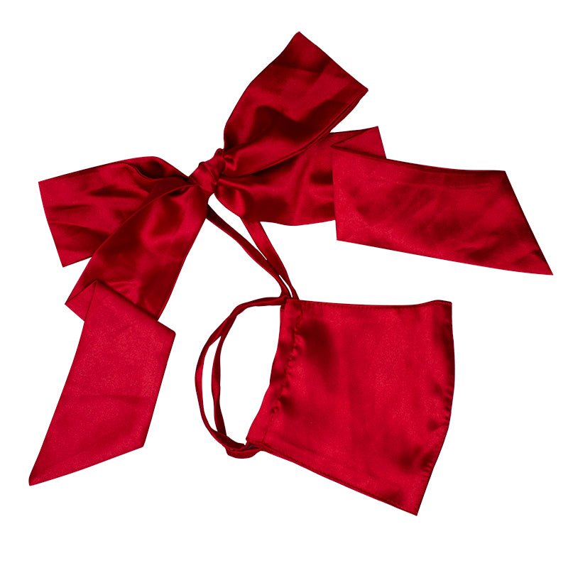 Red Satin Bow Face Mask - MOEFLAVOR - Waifu Inspired Fashion and Lingerie Store