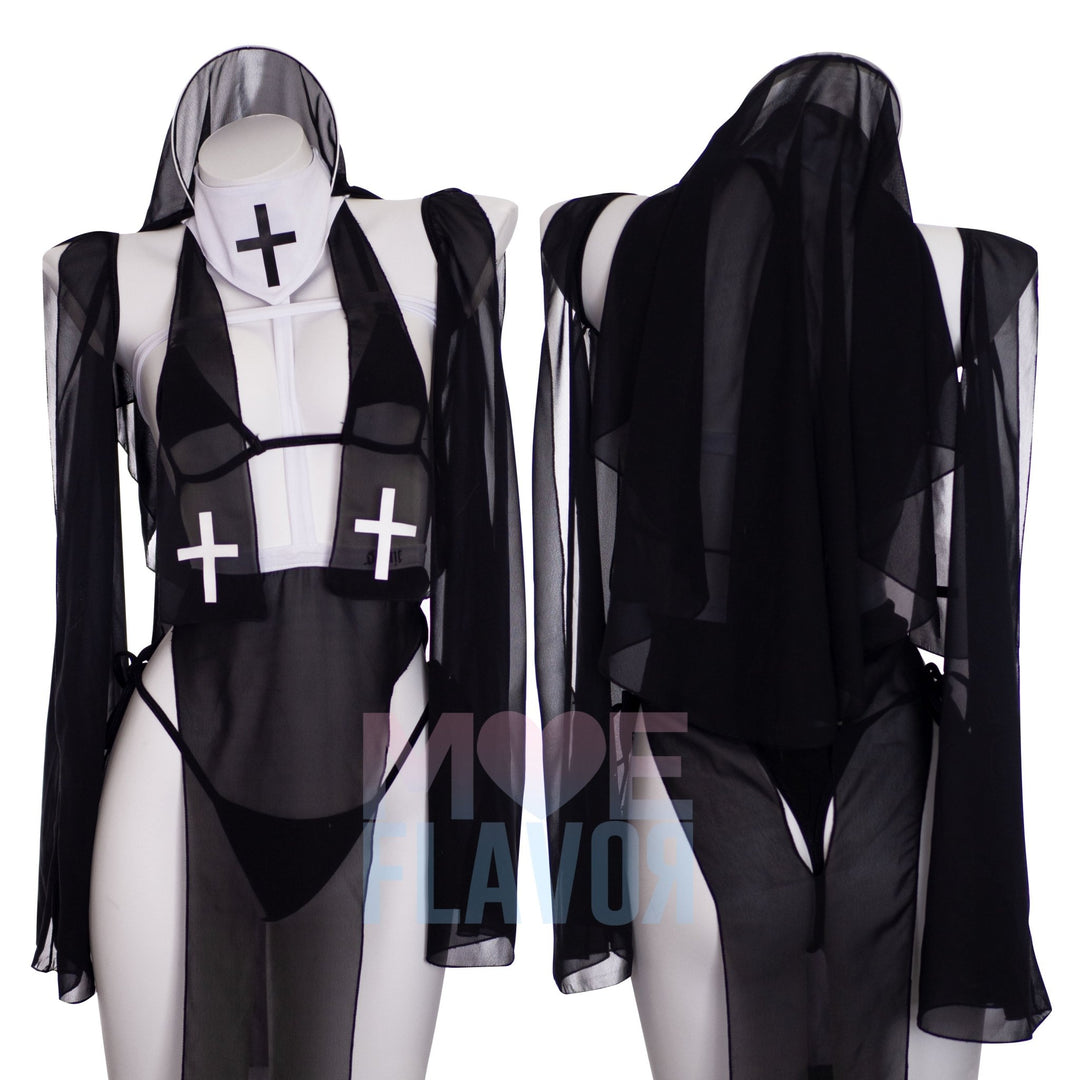 Saint/Sinner Sheer Nun Set - MOEFLAVOR - Waifu Inspired Fashion and Lingerie Store