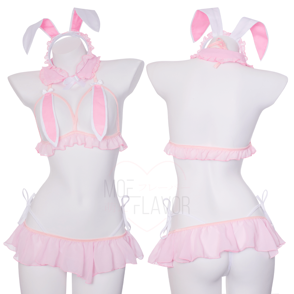 Blush Bunny Ears Lingerie - MOEFLAVOR - Waifu Inspired Fashion and Lingerie Store