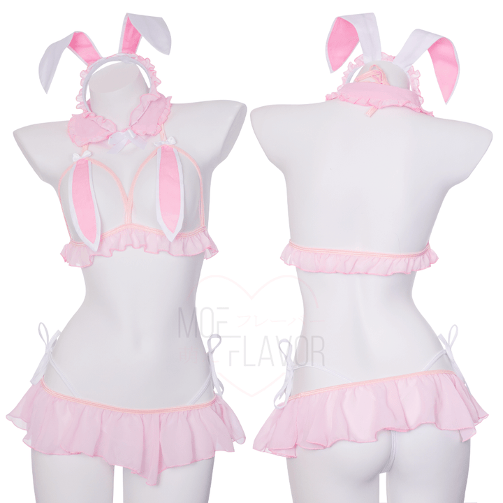 Blush Bunny Ears Lingerie - MOEFLAVOR - Waifu Inspired Fashion and Lingerie Store