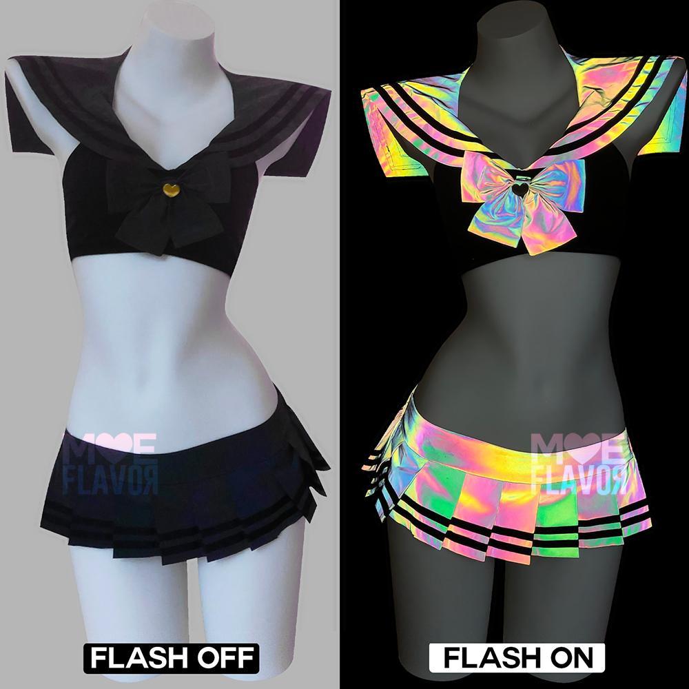 Kawaii Reflective Rainbow Sailor Set - MOEFLAVOR - Waifu Inspired Fashion and Lingerie Store