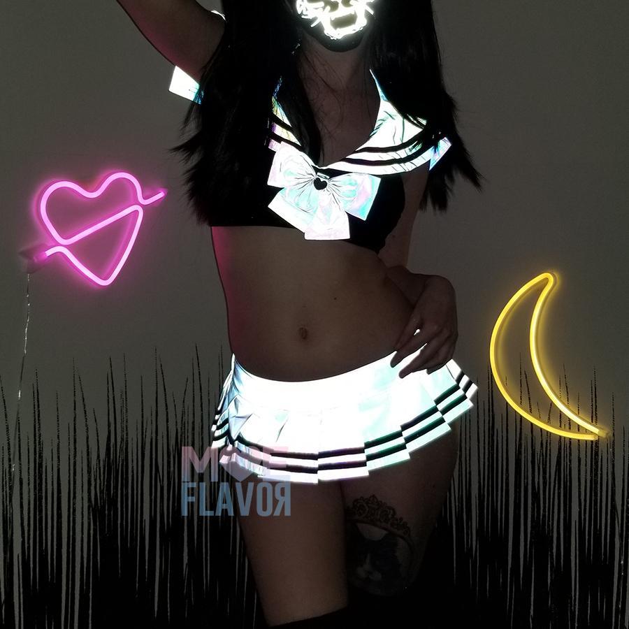 Kawaii Reflective Rainbow Sailor Set - MOEFLAVOR - Waifu Inspired Fashion and Lingerie Store