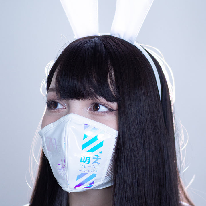 cyber-bunny-cyberpunk-mask-white-black-holographic-1 MOEFLAVOR - Waifu Inspired Fashion and Lingerie Store