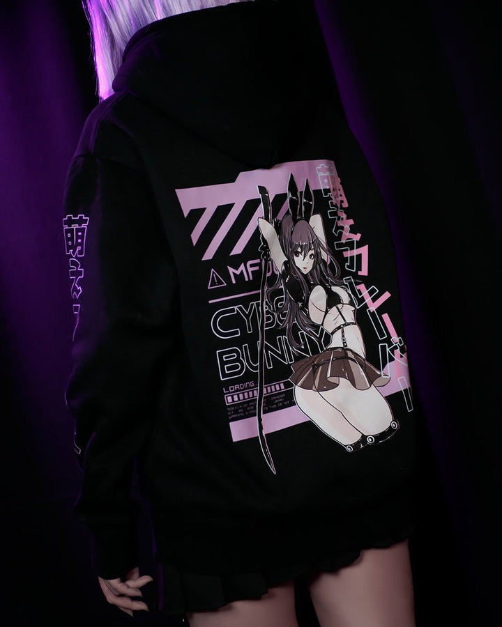Unisex Cyber Bunny Hoodie - MOEFLAVOR - Waifu Inspired Fashion and Lingerie Store