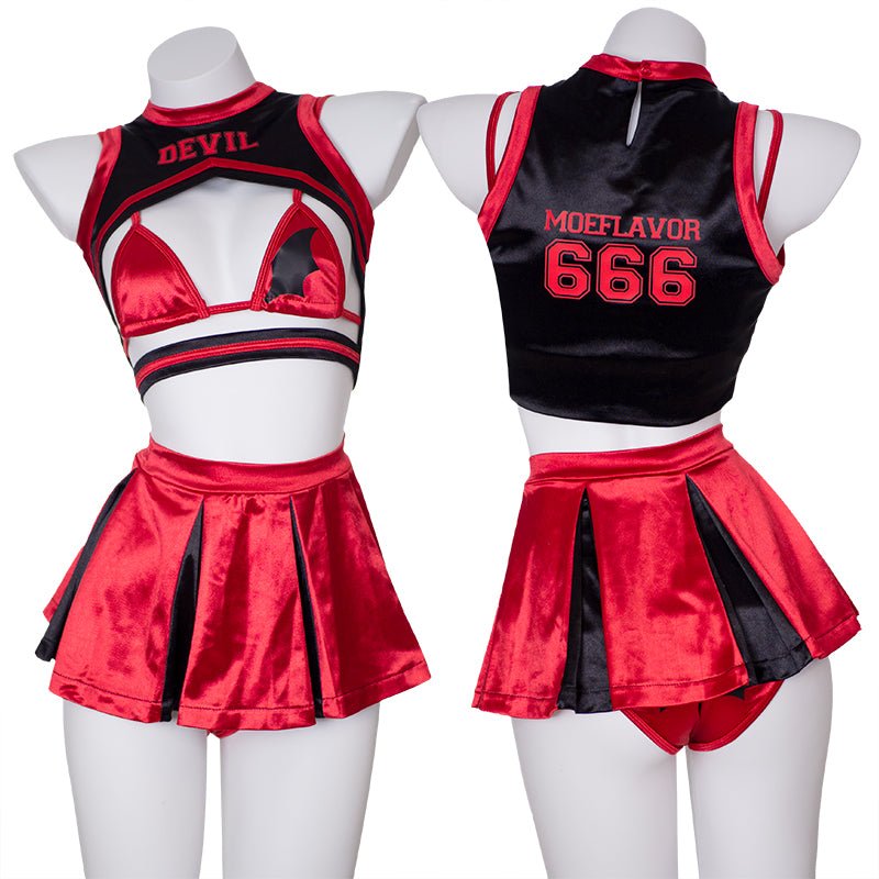 Devil 666 Cheerleader Swimsuit Uniform - MOEFLAVOR - Waifu Inspired Fashion and Lingerie Store