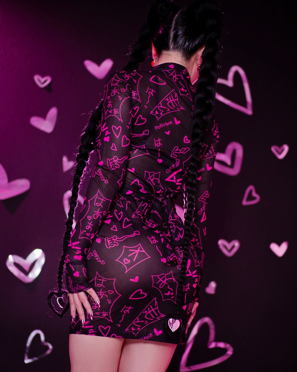 Mesh Manga Noises Dress - MOEFLAVOR - Waifu Inspired Fashion and Lingerie Store