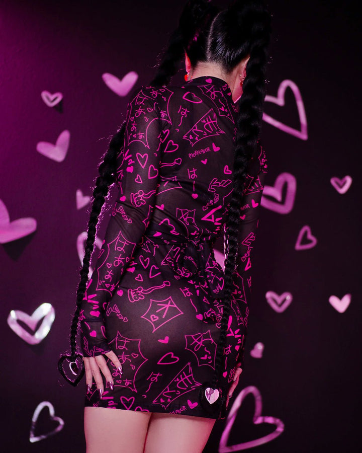 Mesh Manga Noises Dress - MOEFLAVOR - Waifu Inspired Fashion and Lingerie Store