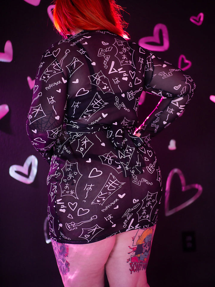 Mesh Manga Noises Dress - MOEFLAVOR - Waifu Inspired Fashion and Lingerie Store