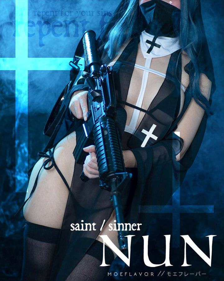 Saint/Sinner Sheer Nun Set - MOEFLAVOR - Waifu Inspired Fashion and Lingerie Store