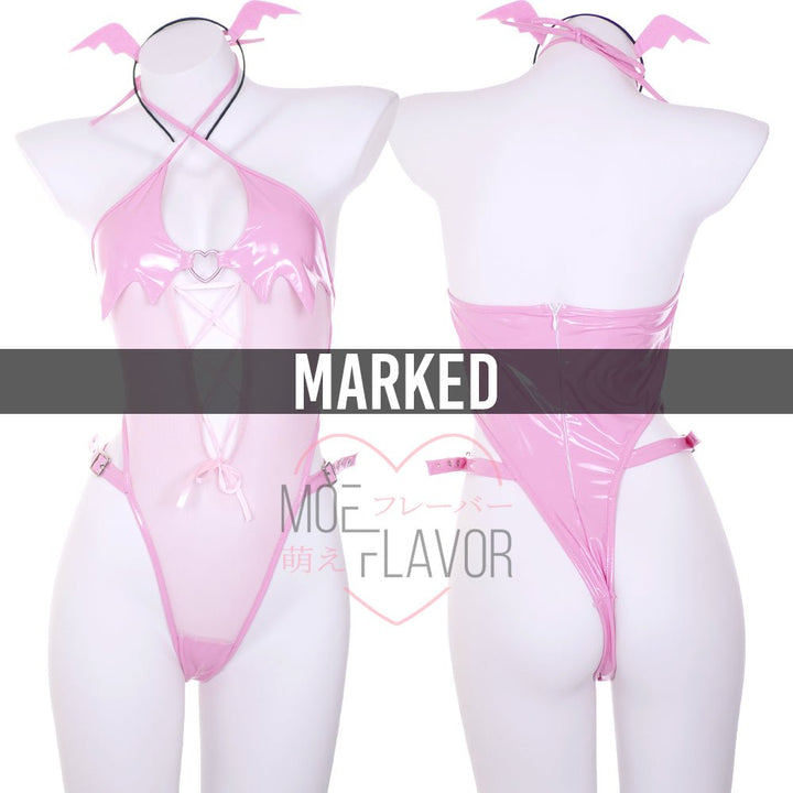 MARKED/DEFECTIVE Pink Sheer Succubus Bodysuit - MOEFLAVOR - Waifu Inspired Fashion and Lingerie Store