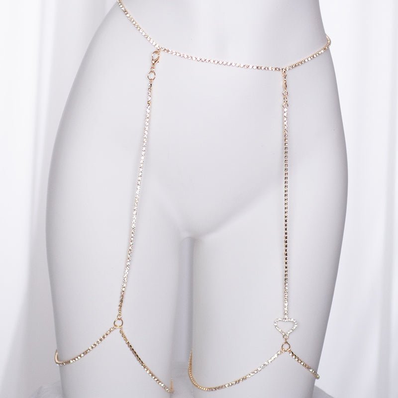 Heart Rhinestone Garters - MOEFLAVOR - Waifu Inspired Fashion and Lingerie Store