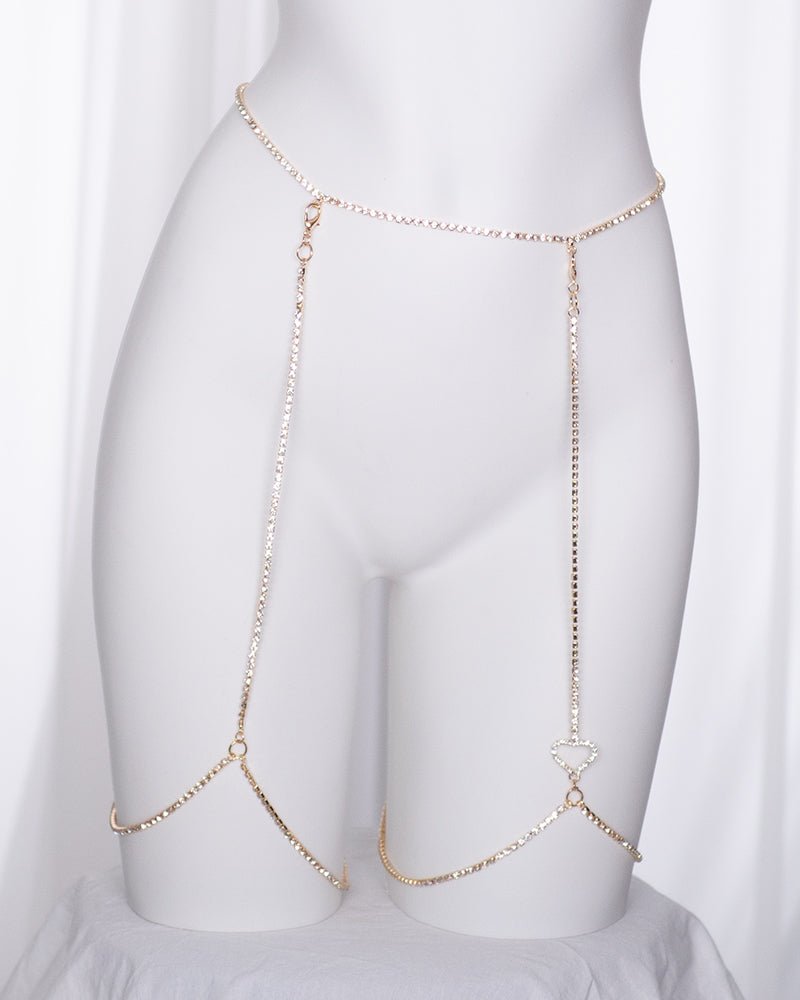 Heart Rhinestone Garters - MOEFLAVOR - Waifu Inspired Fashion and Lingerie Store