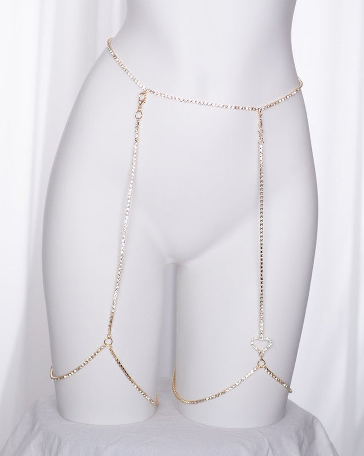Heart Rhinestone Garters - MOEFLAVOR - Waifu Inspired Fashion and Lingerie Store
