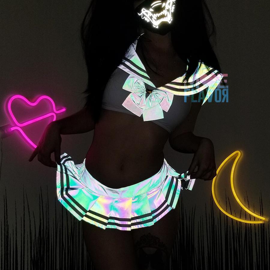 Kawaii Reflective Rainbow Sailor Set - MOEFLAVOR - Waifu Inspired Fashion and Lingerie Store