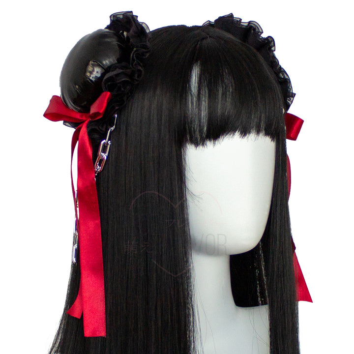 StealthDoubleVinylHairBunSide1 Black MOEFLAVOR - Waifu Inspired Fashion and Lingerie Store