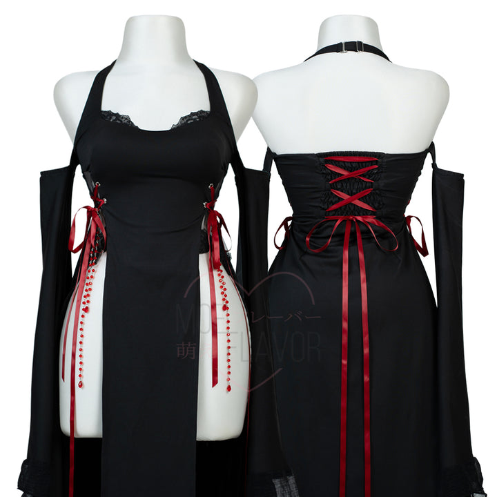 black-halloween-red-ribbon-witch-wide-sleeves-thumbnail Black MOEFLAVOR - Waifu Inspired Fashion and Lingerie Store