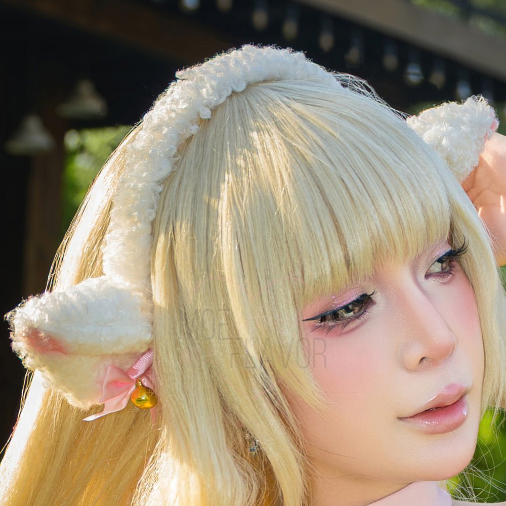 Blushing Lamb Bow Sheep Headband Costume - MOEFLAVOR - Waifu Inspired Fashion and Lingerie Store