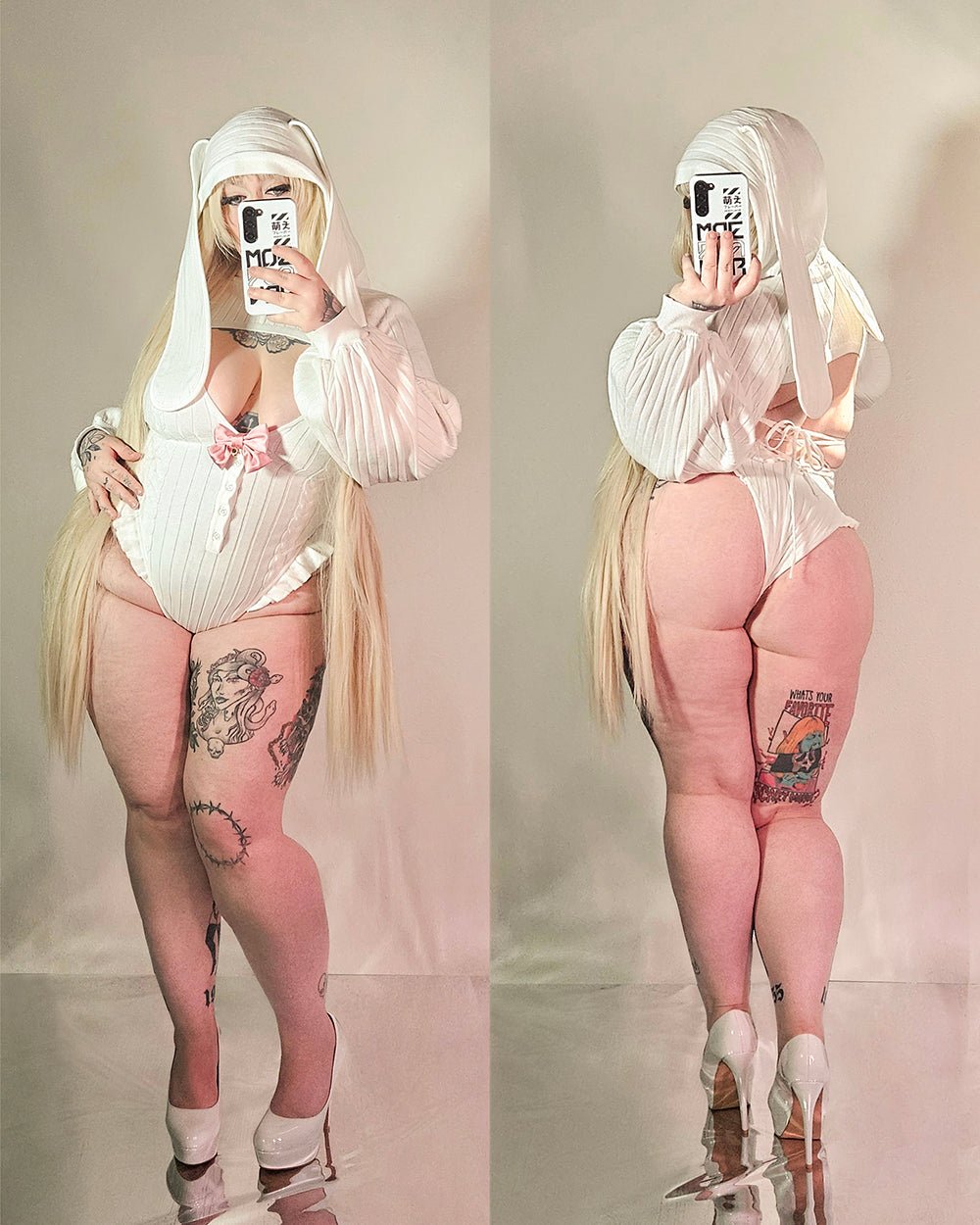 Bunny Hoodie and Bodysuit Sweater - MOEFLAVOR - Waifu Inspired Fashion and Lingerie Store