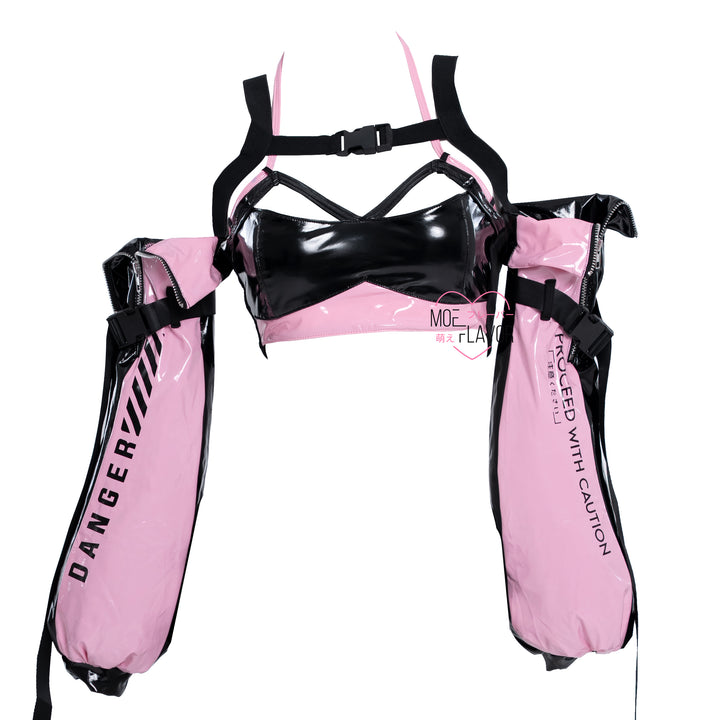 danger-cybercat-outfit-pink-top Pink & Black Top MOEFLAVOR - Waifu Inspired Fashion and Lingerie Store