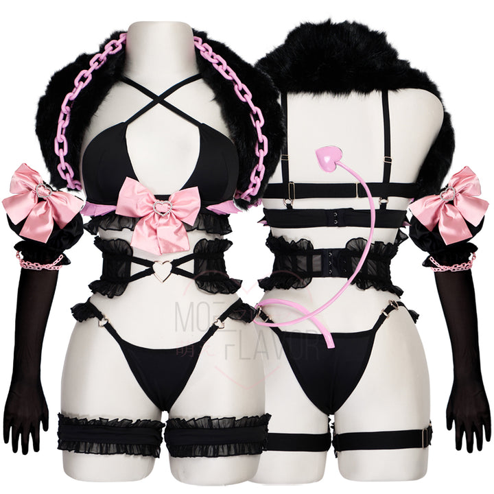 demonqueencosplaylingerieironmousegothicdemonqueencosplaylingerieclothingvshojobatdevilmeshjiraikeirufflethumbnail Black MOEFLAVOR - Waifu Inspired Fashion and Lingerie Store