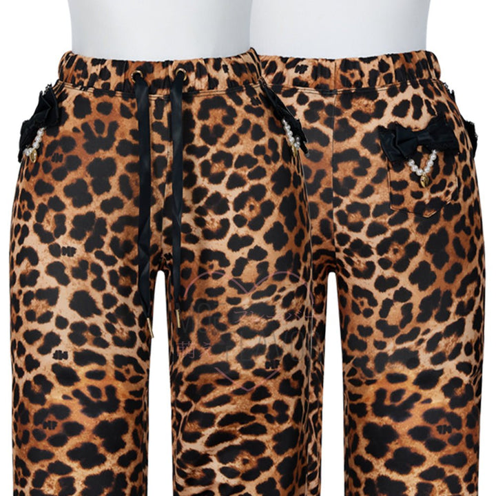Gyaru Bow Kitty Leopard Pants - MOEFLAVOR - Japanese-Inspired Lingerie & Anime Cosplay Fantasywear