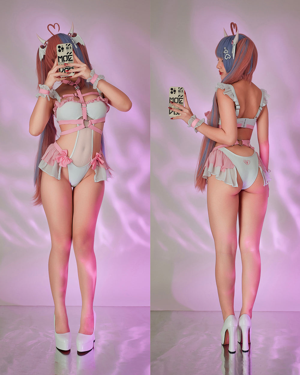 ironmouse-vshojo-swimsuit-pink-ruffle-39-mirror MOEFLAVOR - Waifu Inspired Fashion and Lingerie Store