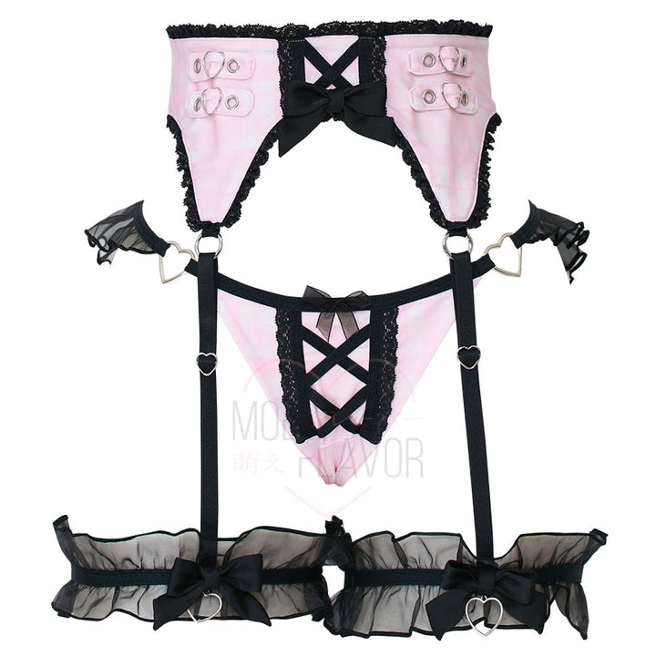 Jirai Kei Garter Lingerie Set - MOEFLAVOR - Japanese-Inspired Lingerie & Anime Cosplay Fantasywear