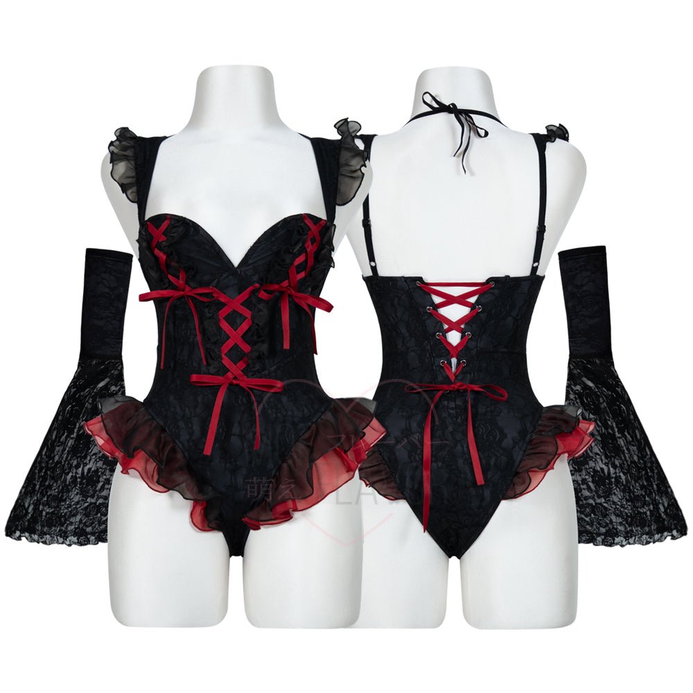 Midnight Bite Vampire Mesh Lingerie Bodysuit - MOEFLAVOR - Japanese-Inspired Lingerie & Anime Cosplay Fantasywear