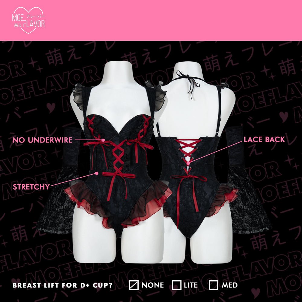 Midnight Bite Vampire Mesh Lingerie Bodysuit - MOEFLAVOR - Japanese-Inspired Lingerie & Anime Cosplay Fantasywear
