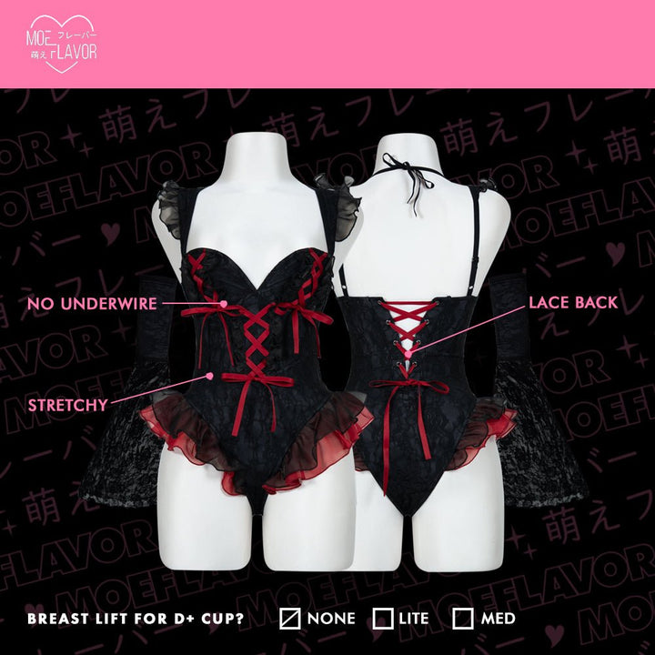Midnight Bite Vampire Mesh Lingerie Bodysuit - MOEFLAVOR - Japanese-Inspired Lingerie & Anime Cosplay Fantasywear