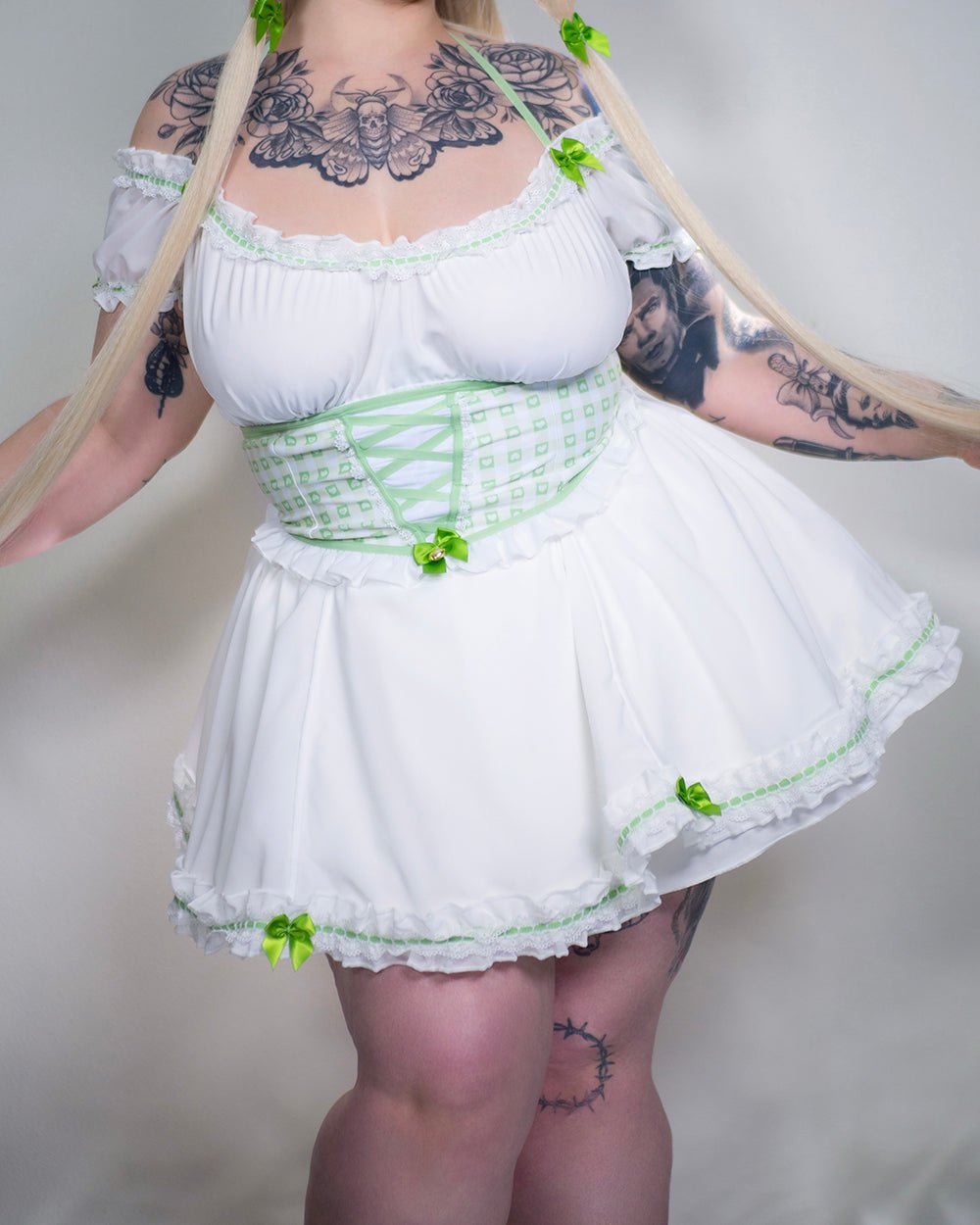 Pre - Order Cottage Maiden Checkered Ruffle Dress - MOEFLAVOR - Waifu Inspired Fashion and Lingerie Store