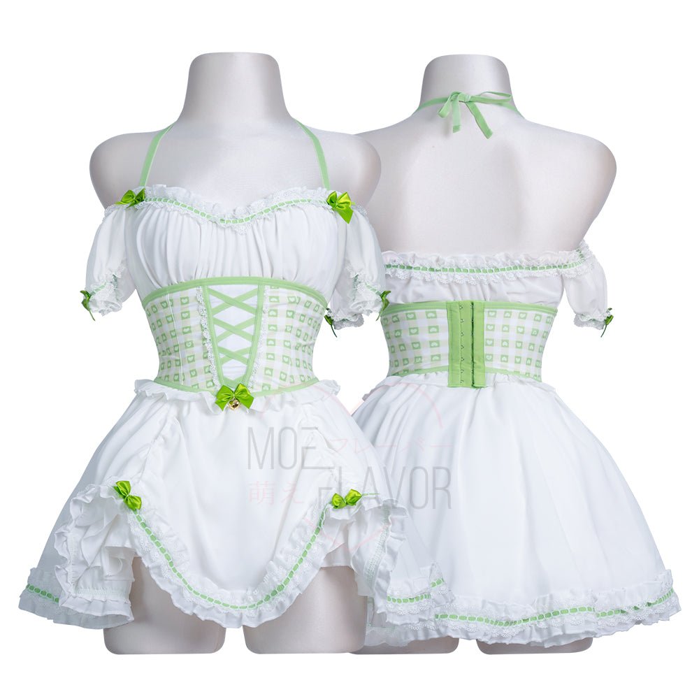 Pre - Order Cottage Maiden Checkered Ruffle Dress - MOEFLAVOR - Waifu Inspired Fashion and Lingerie Store