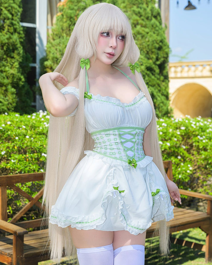 Pre - Order Cottage Maiden Checkered Ruffle Dress - MOEFLAVOR - Waifu Inspired Fashion and Lingerie Store